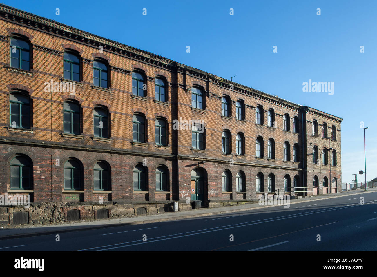 Dresden, Deutschland, Denkmalgeschuetzte Gebäude auf dem Gelände des Gueterbahnhofs Dresden-Friedrichstadt Stockfoto