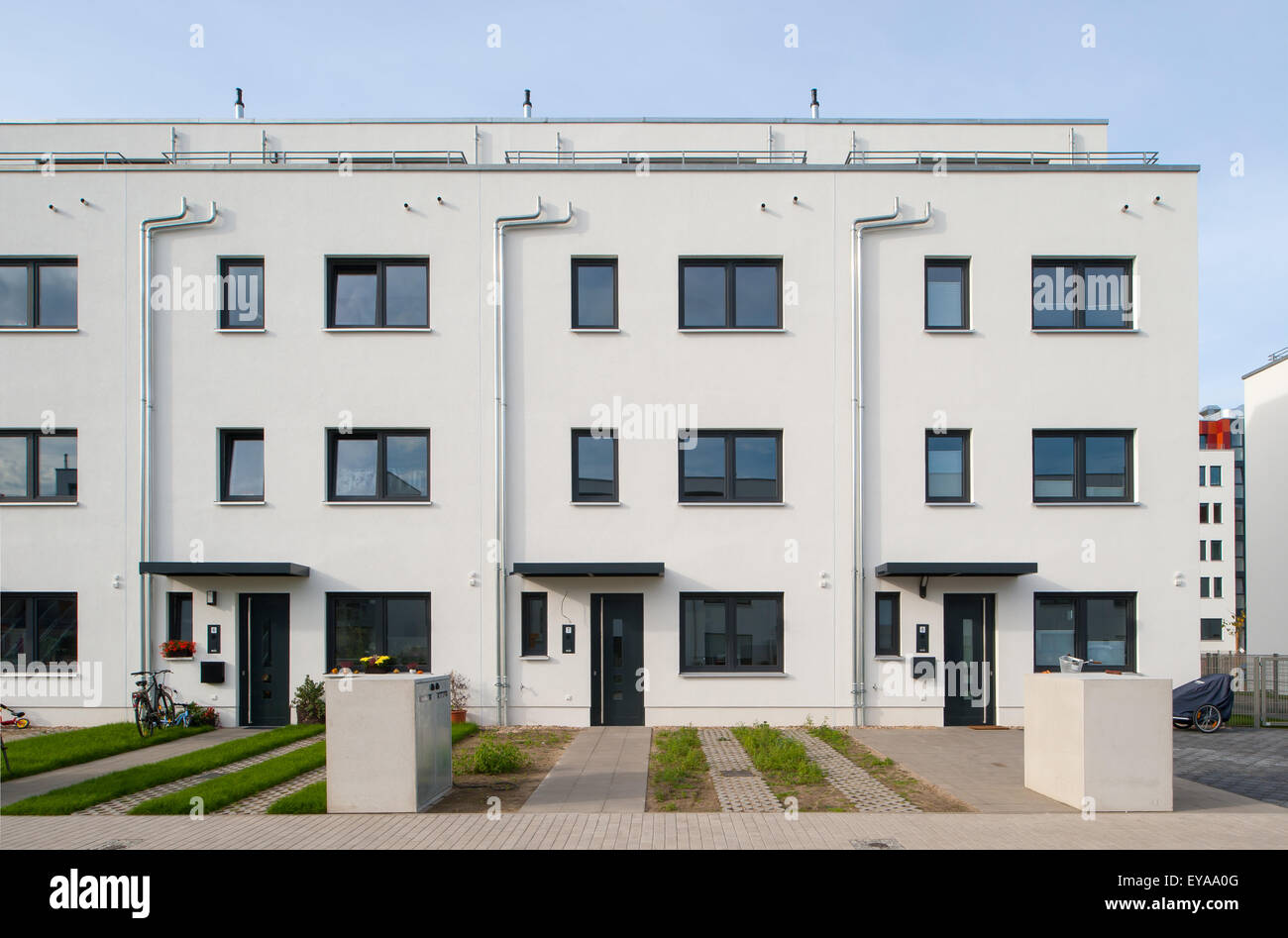 Berlin, Deutschland, Bau von Einfamilien-Reihenhäuser am Blankensteinpark Stockfoto