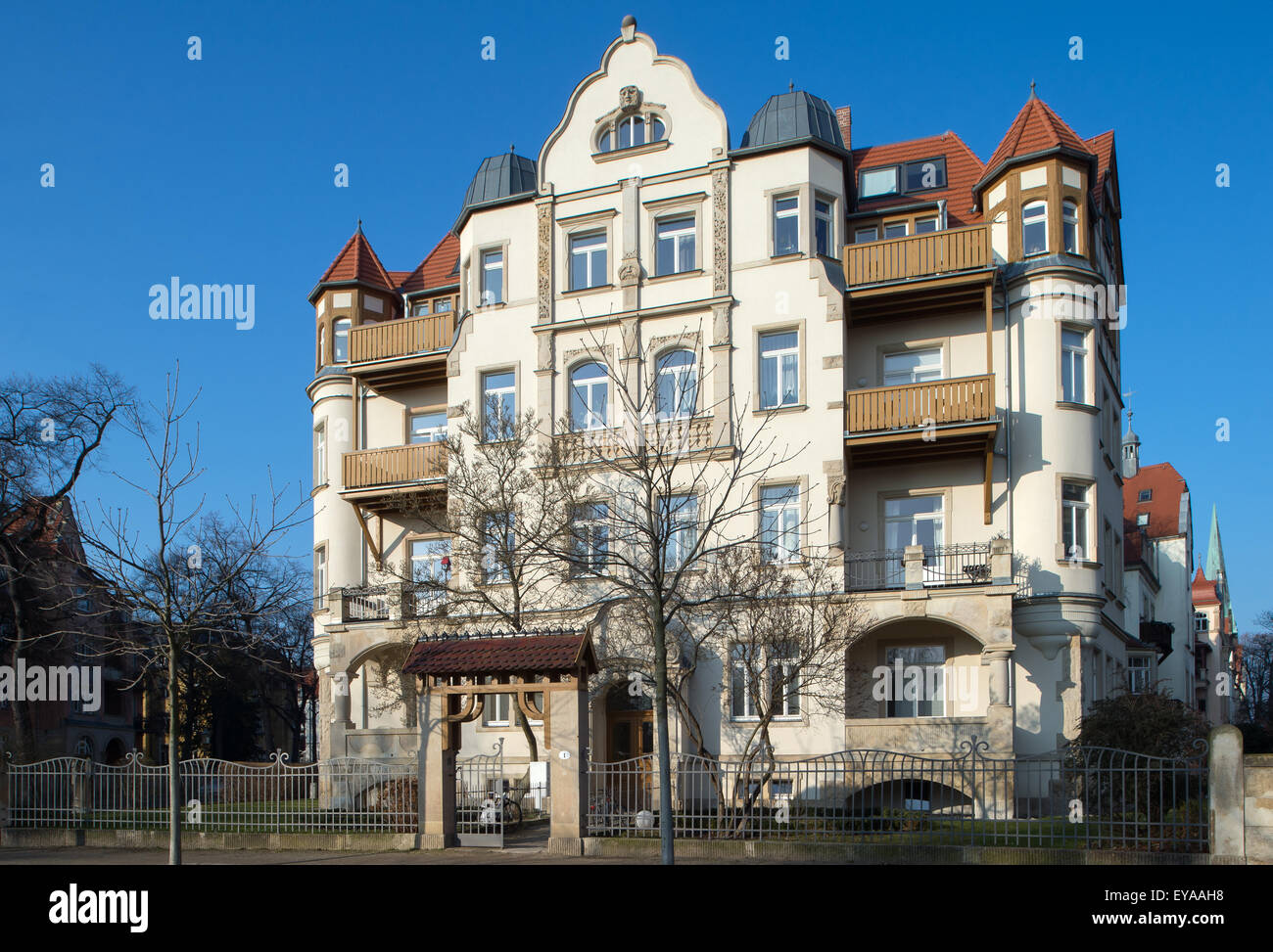 Dresden, Deutschland, Stadtvilla in Dresden-Johannstadt Stockfoto