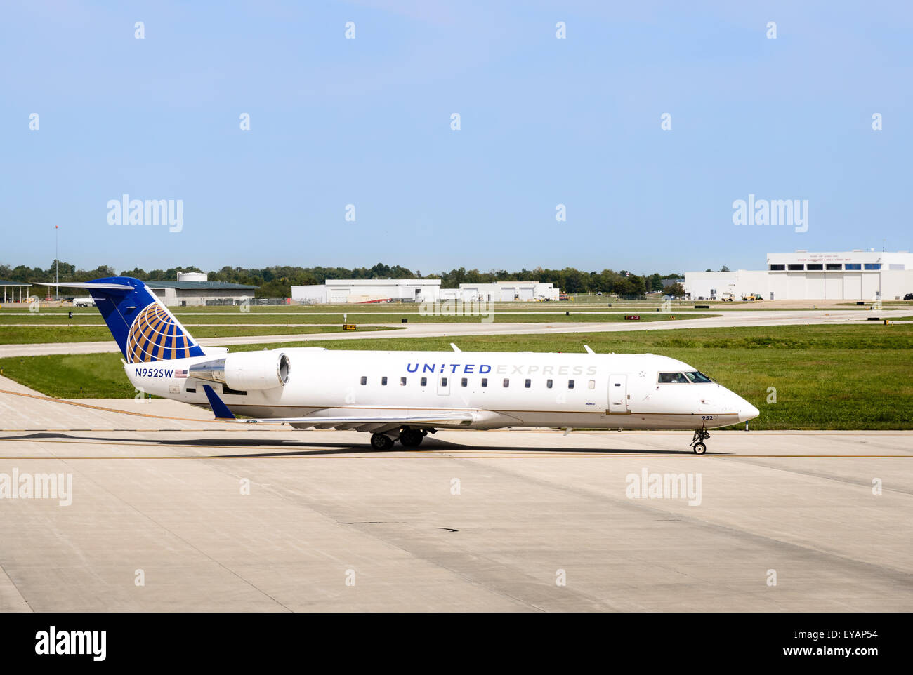 United Express CRJ-200ER, Flughafen Springfield-Branson, Missouri Stockfoto