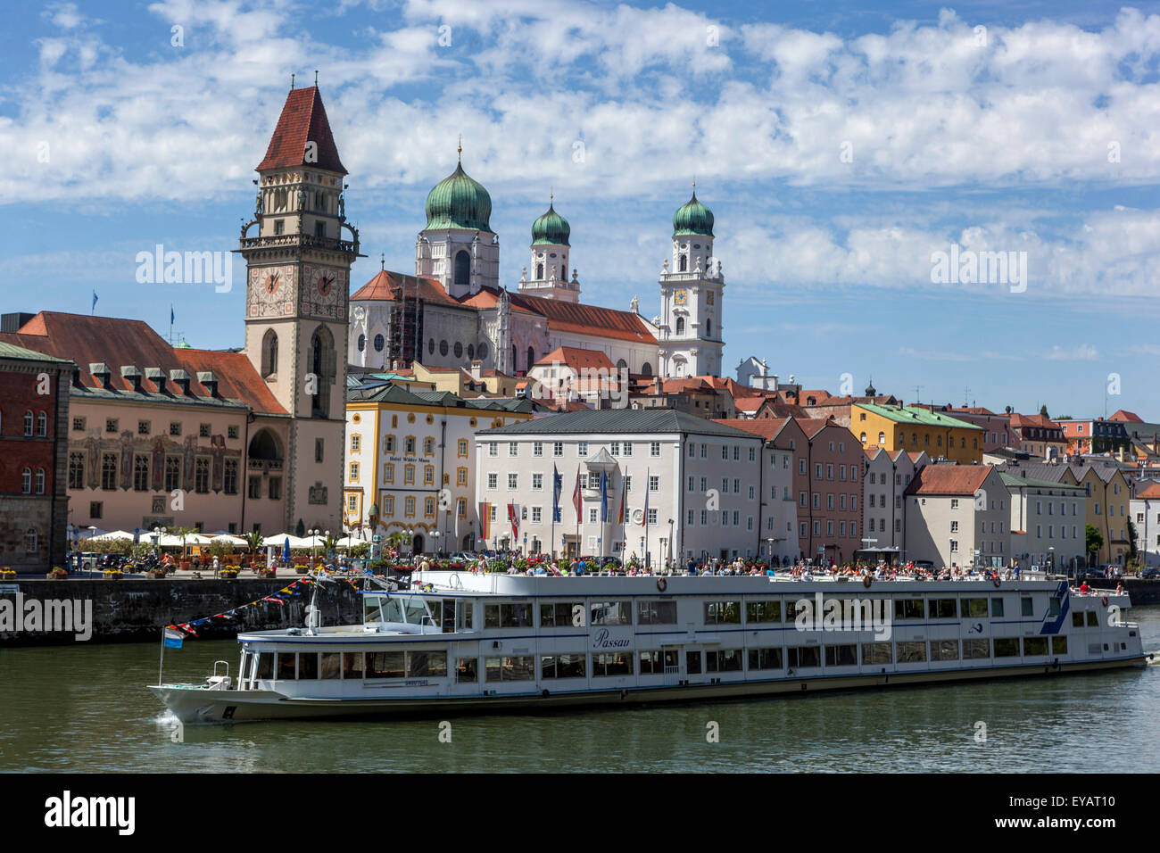 Passau Donau Deutschland, Bootsfahrt, Donau, Passau, Deutschland Stockfoto