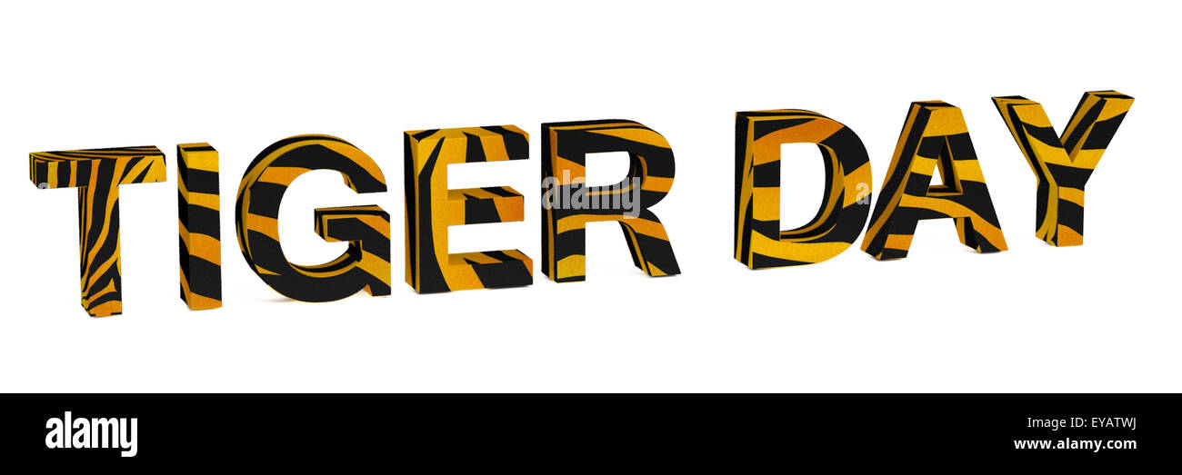 Internationalen Tag der Tiger Konzept isoliert auf weißem Hintergrund Stockfoto