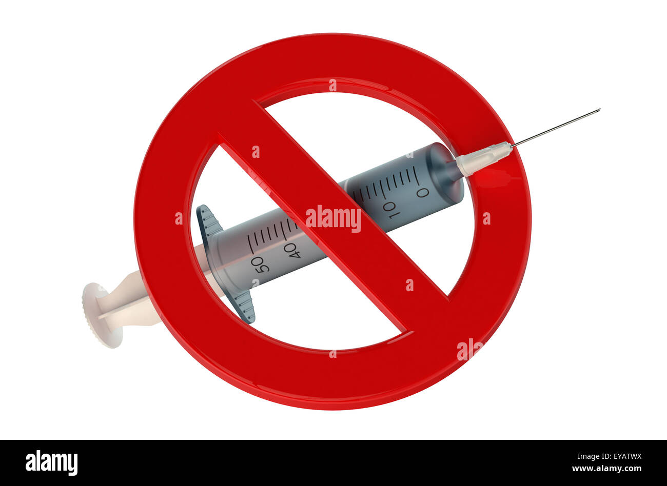 Stoppschild Drogen isoliert auf weißem Hintergrund Stockfoto