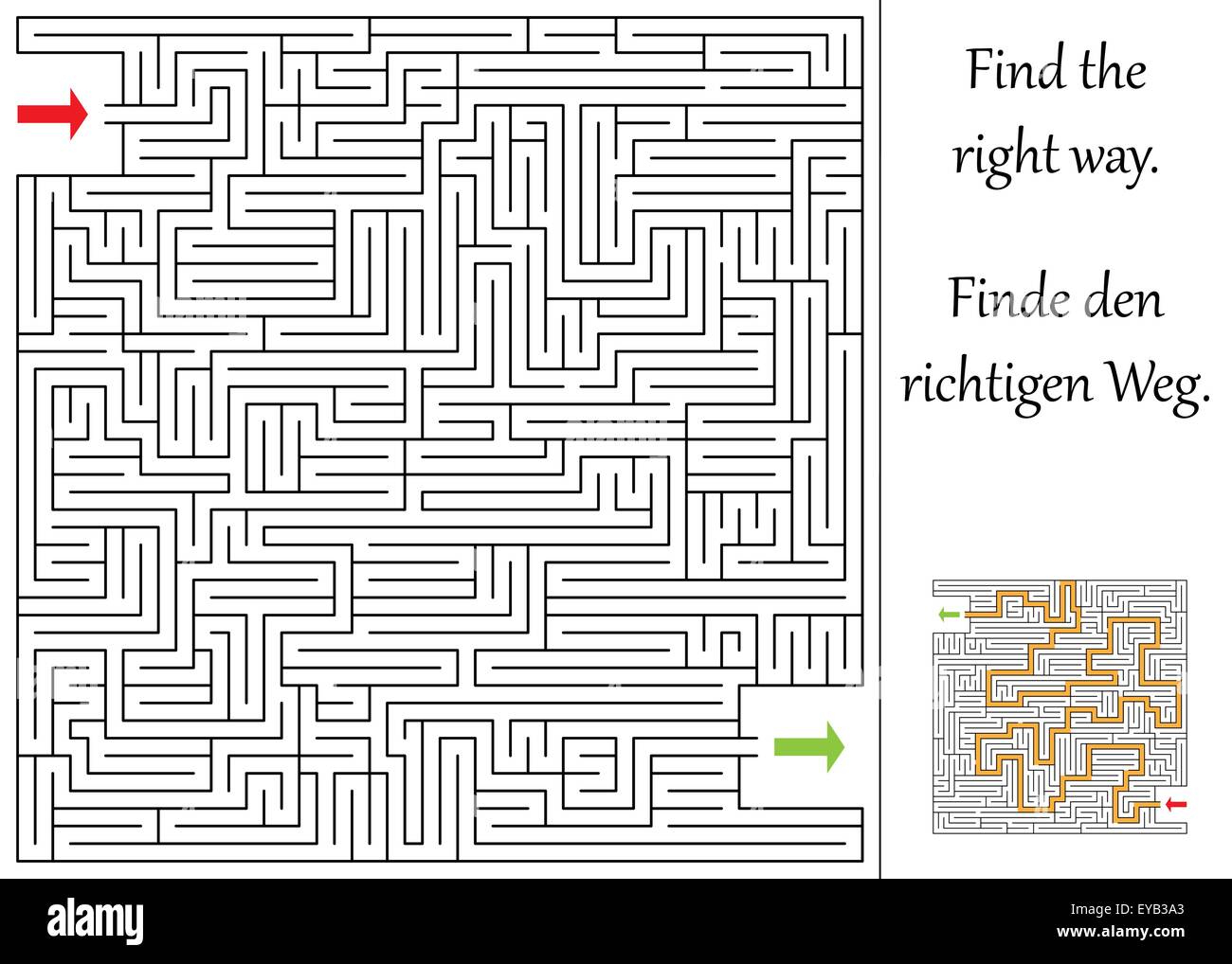 finde den richtigen Weg durch das Labyrinth Stock Vektor