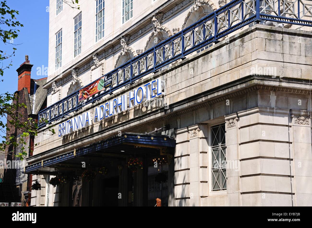 Vorderansicht des Britannia Adelphi Hotel, Liverpool, Merseyside, England, UK, Westeuropa. Stockfoto