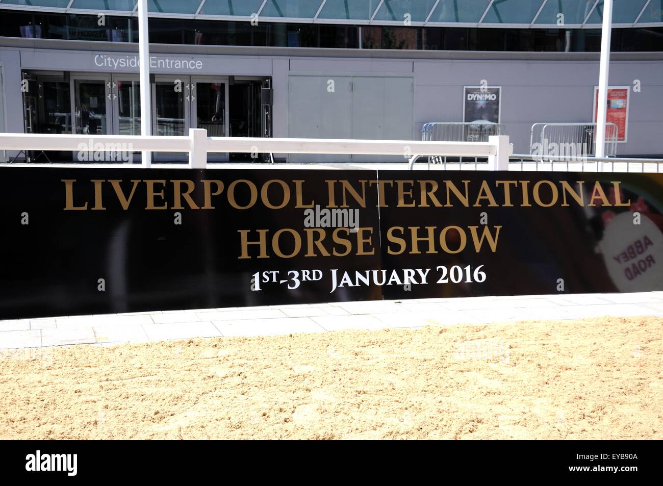 Liverpool International Horse Show melden bei Kings Dock, Liverpool, Merseyside, England, Vereinigtes Königreich, Westeuropa. Stockfoto
