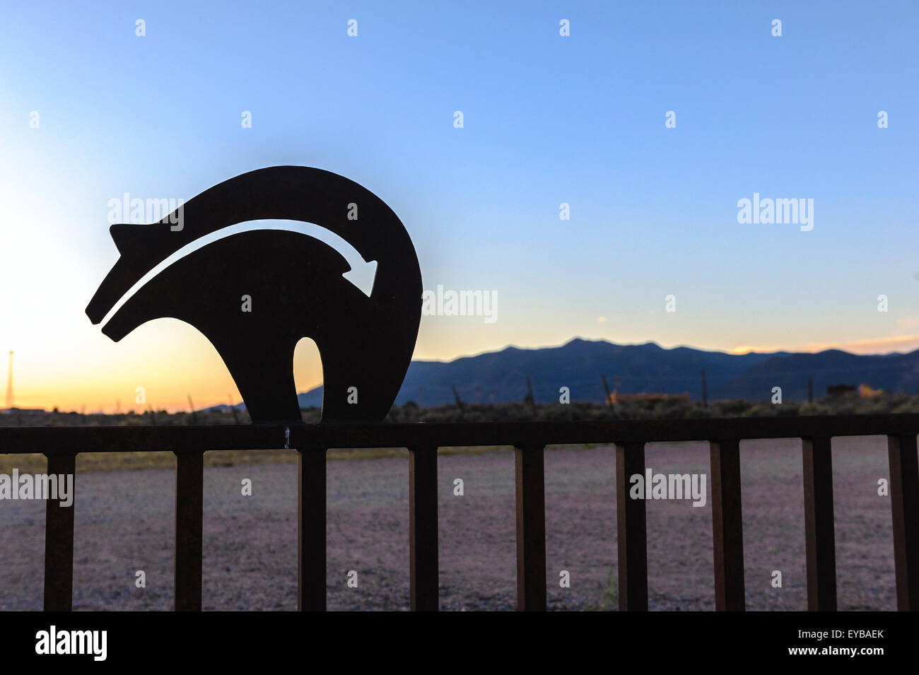 Skulptur vor dem Millicent Rogers Museum In Taos, New Mexico, USA Stockfoto