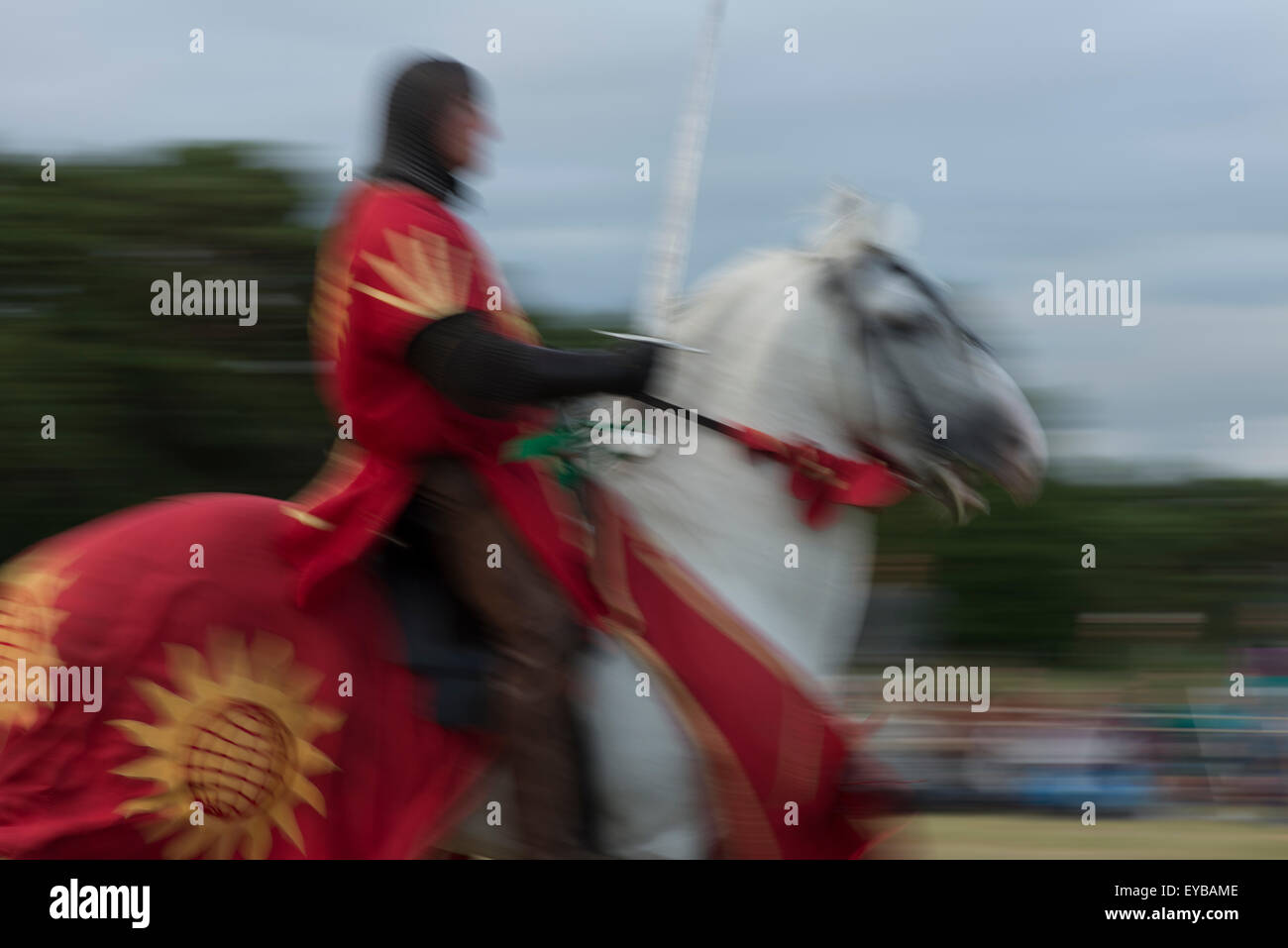 Ritter bei einem Turnier oder Turnier in Gotland, Schweden Stockfoto