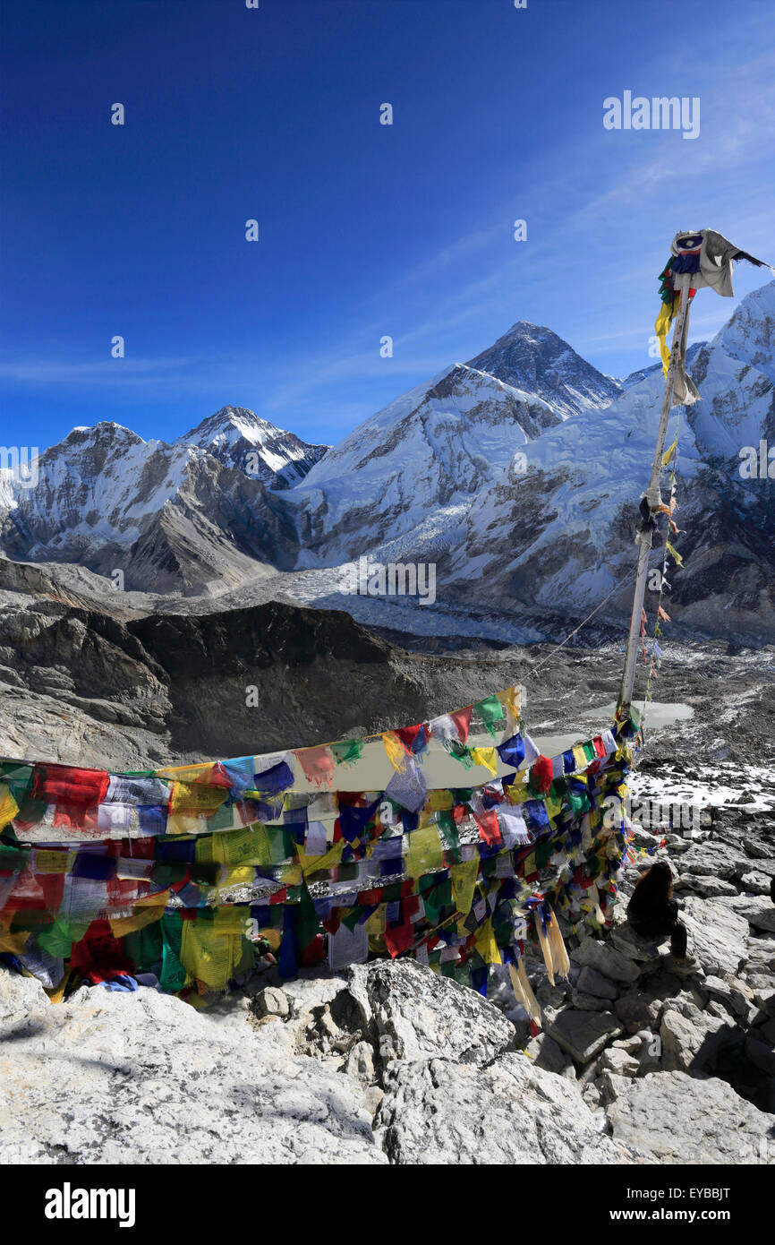 Gipfel des Kala Patthar Berg 5550M, Everest base camp Trek, Sagarmatha Nationalpark, UNESCO-Weltkulturerbe, Solu-Khumbu Stockfoto