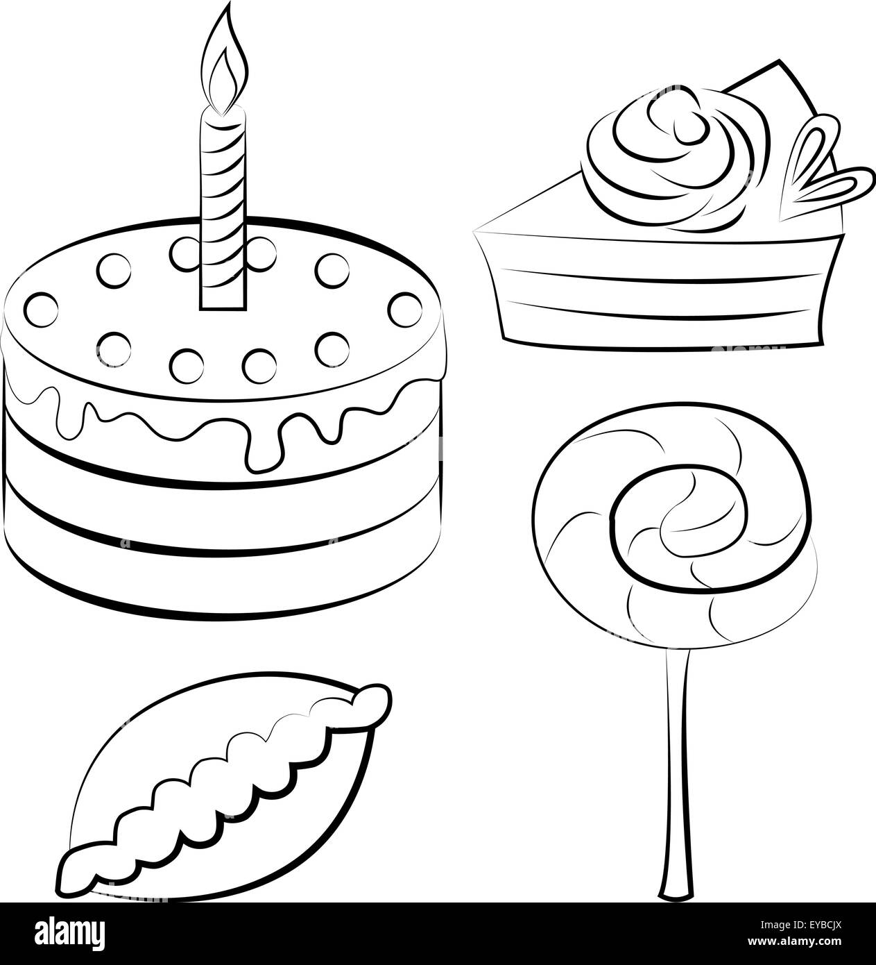Vektor-Illustration. Eine Reihe von Süßigkeiten Stil Skizze Stock Vektor