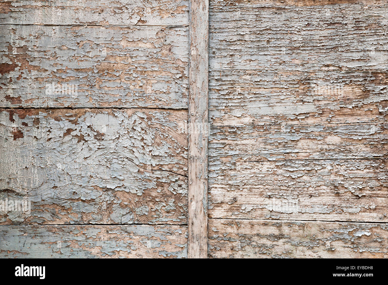 Zusammenfassung Hintergrund der alten lackiertem Holz mit peeling Paint Textur in verblichenen blauen und braunen Farben Stockfoto