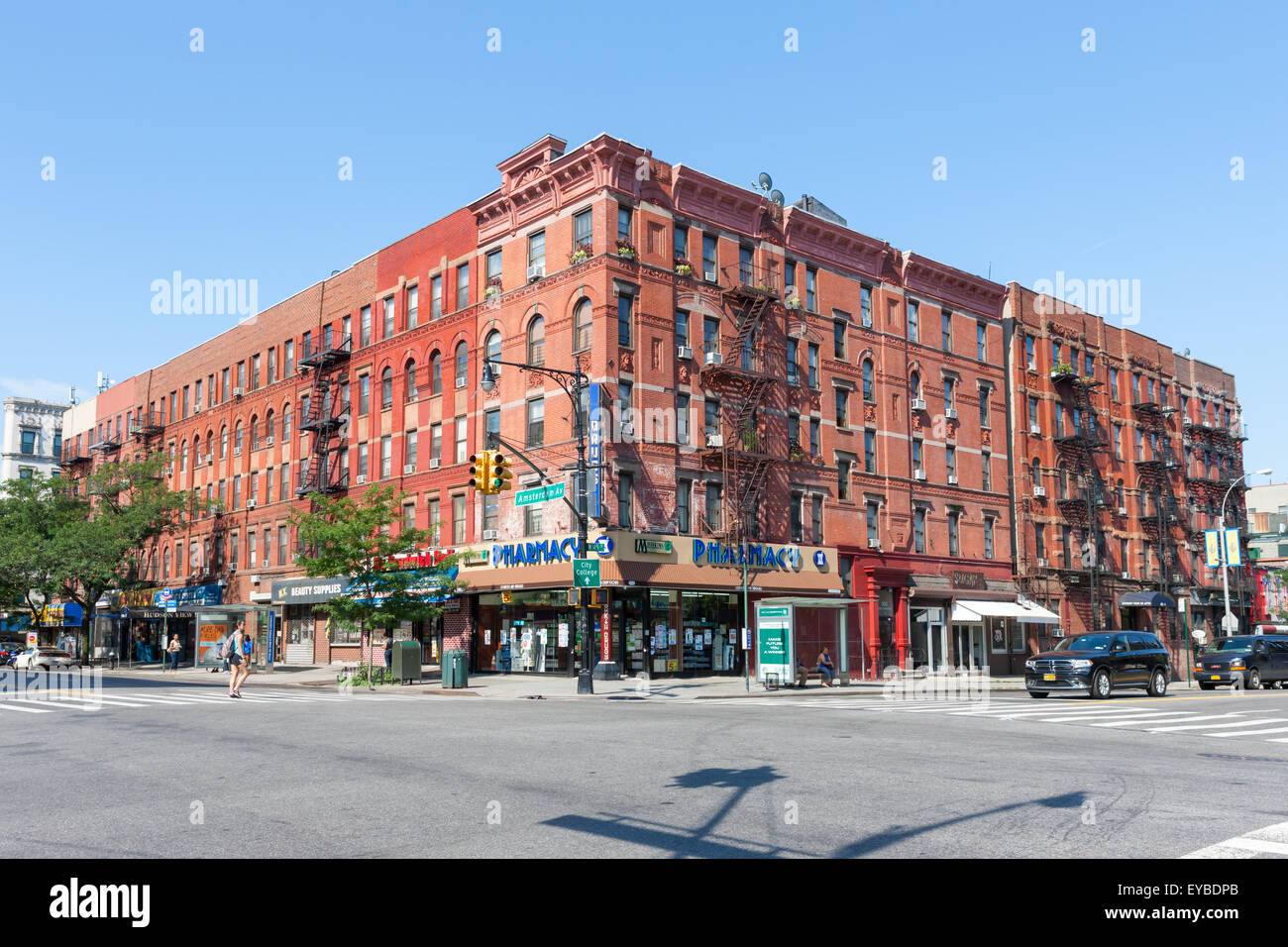 Mehrfamilienhäuser in Hamilton Heights / West Harlem in New York City. Stockfoto