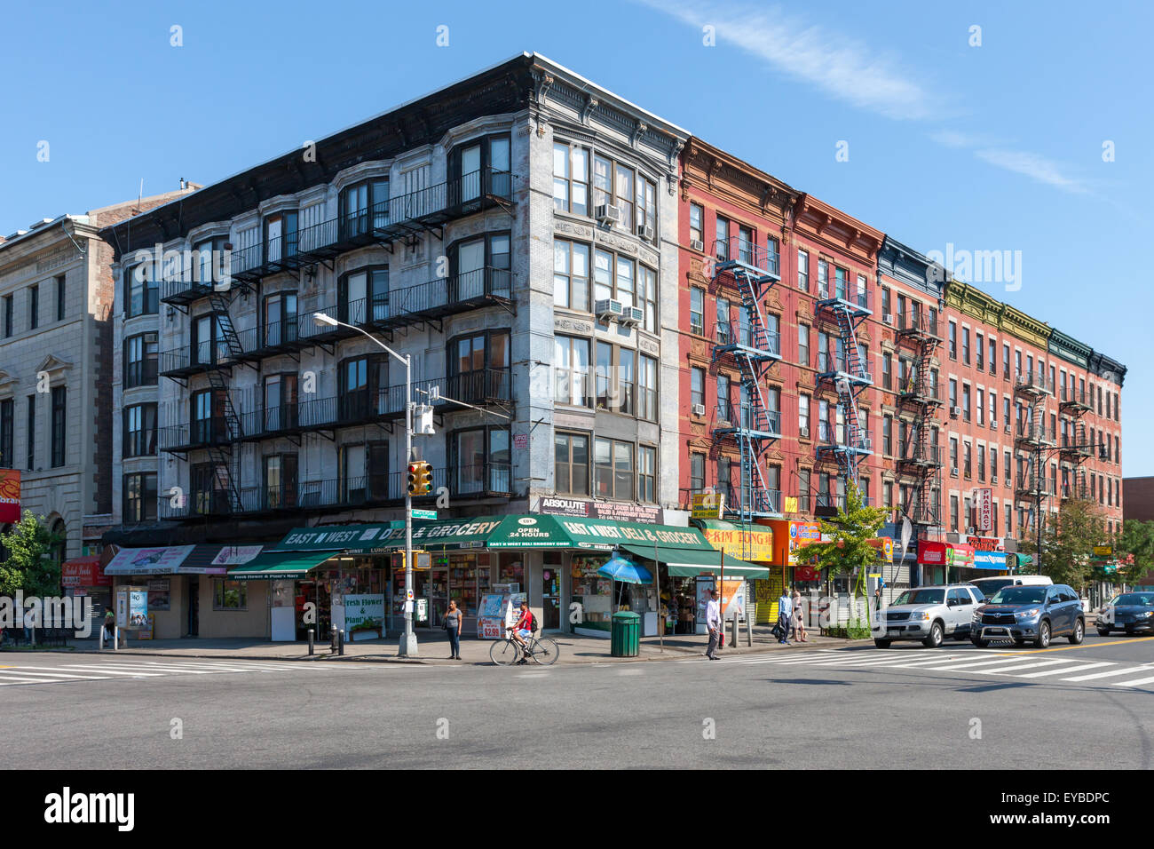 Mehrfamilienhäuser in Hamilton Heights / West Harlem in New York City. Stockfoto