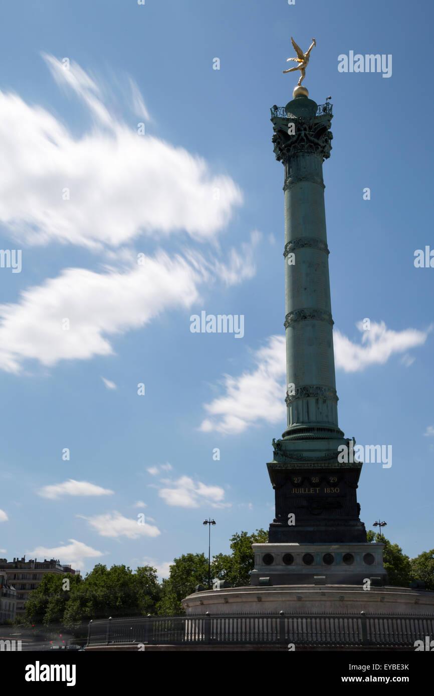 Place De La Bastille in Paris, Frankreich mit der Juli-Spalte. Stockfoto