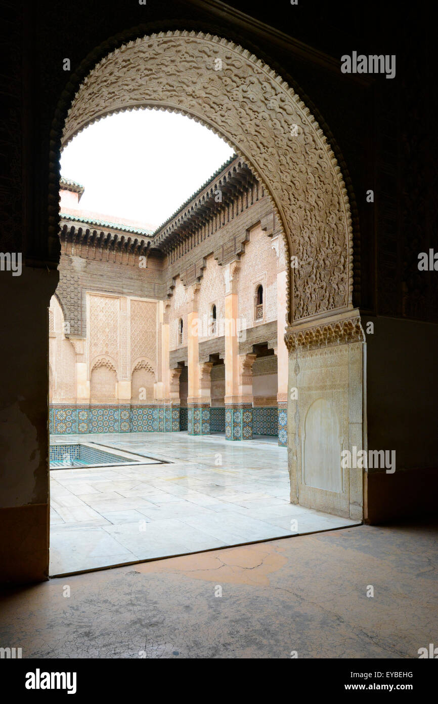 Die Ben Youssef Madrasa in Marrakesch, Marokko Stockfoto