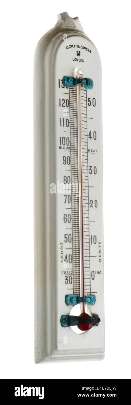 NEGRETTI & Zambra Thermometer. China-Temperaturanzeige. Antike wissenschaftliche Messgerät. Stockfoto