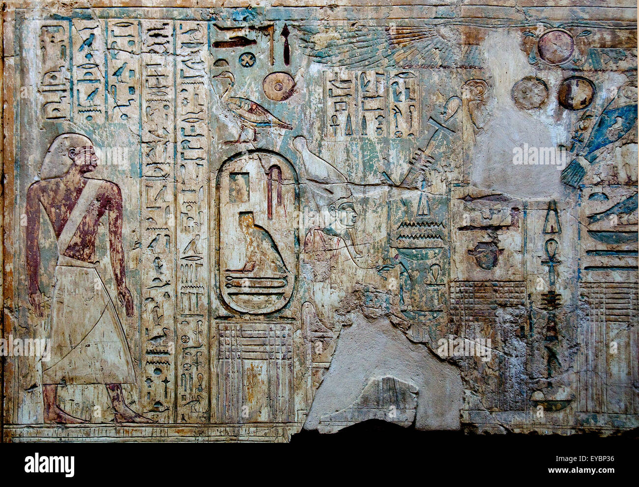 Luxor, Ägypten, Grab von Pabasa (TT279) bei el-Asasif, Nekropole von Adligen Gräber: Reliefs mit der Kartusche von König Psamtik ich Stockfoto