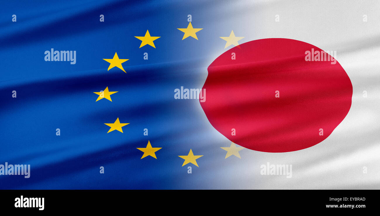 Europäische Union und Japan. Stockfoto