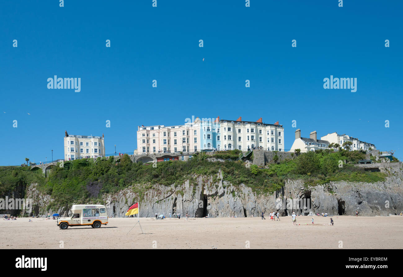 Ein Eis reist der Südstrand, Tenby, Pembrokeshire, Wales, UK. Stockfoto
