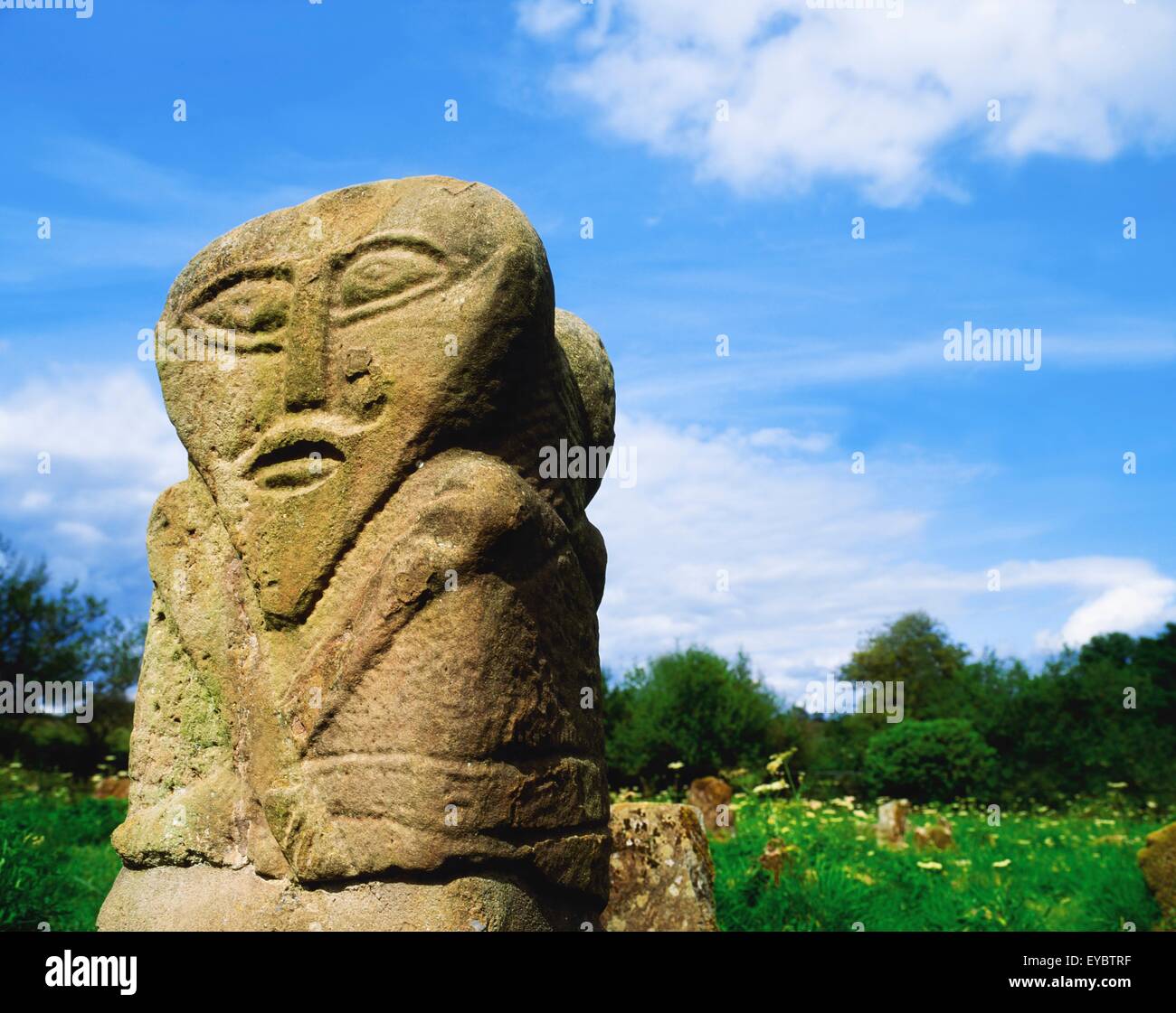 Janus Figur, Boa Island, Lower Lough Erne, Co Fermanagh, Ireland; Celtic Steinen geschnitzt Stockfoto
