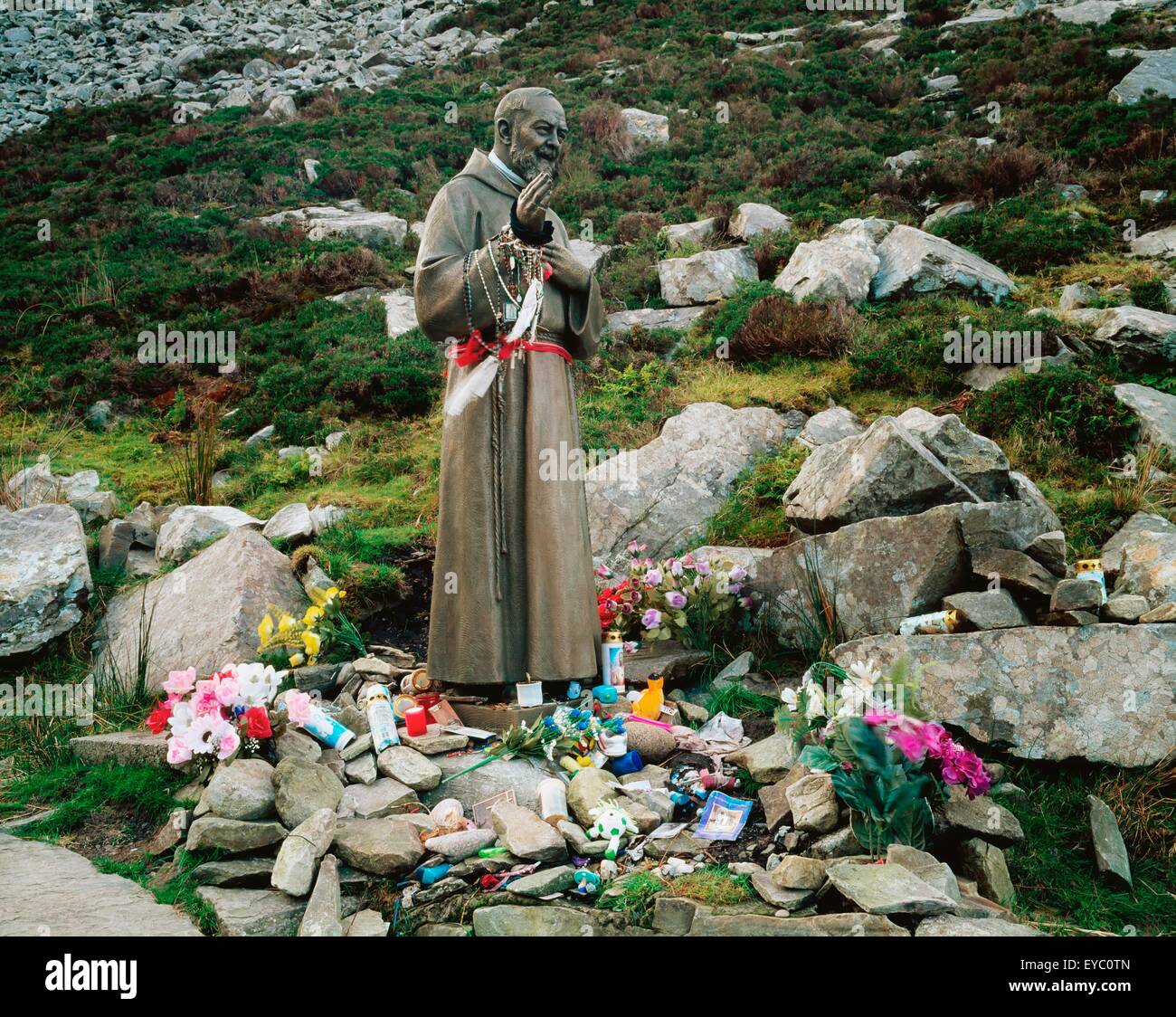 Statue von Padre Pio, Gap Of Mamore, Inishowen, Co. Donegal, Irland Stockfoto