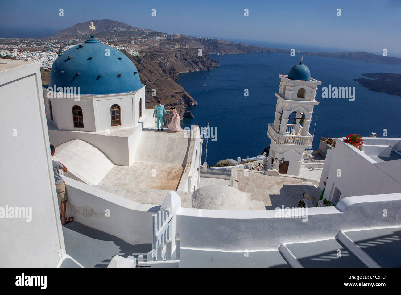 Anastasi Kirche in Imerovigli, Santorini Treppen die Kykladen, griechische Inseln, Griechenland, EU, Europa Stockfoto