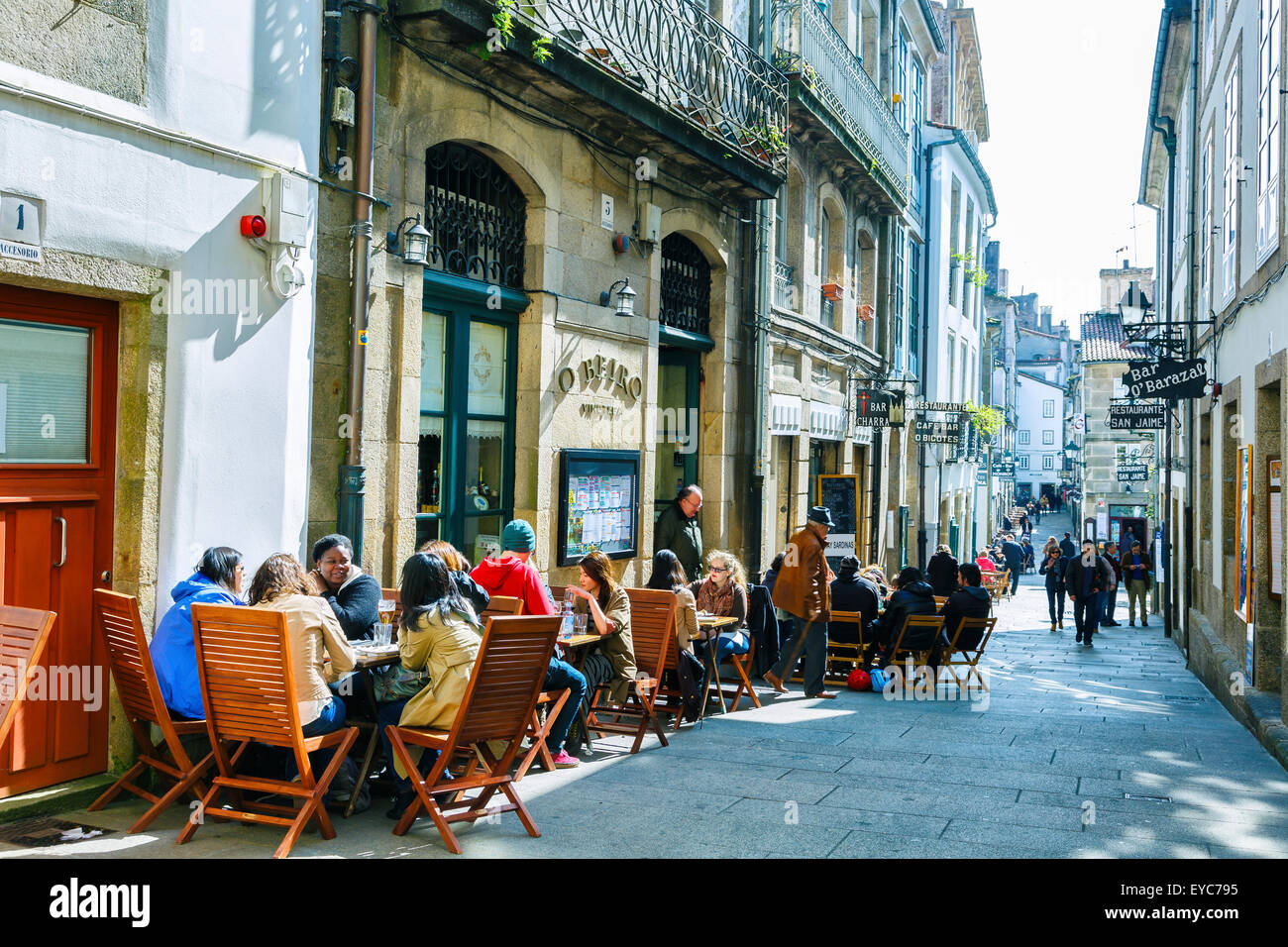 Straße. Santiago De Compostela. La Coruña, Galicien, Spanien, Europa. Stockfoto