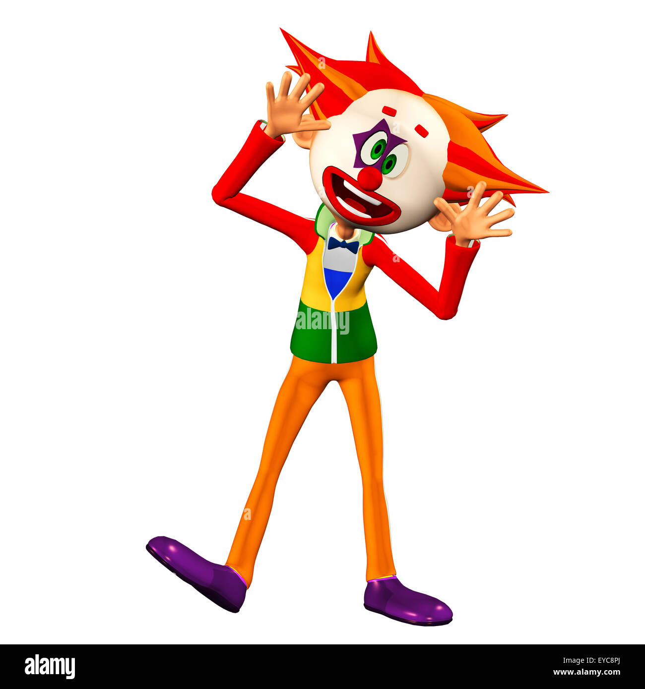 Abbildung eines dummen Clowns isoliert auf weißem Hintergrund Stockfoto