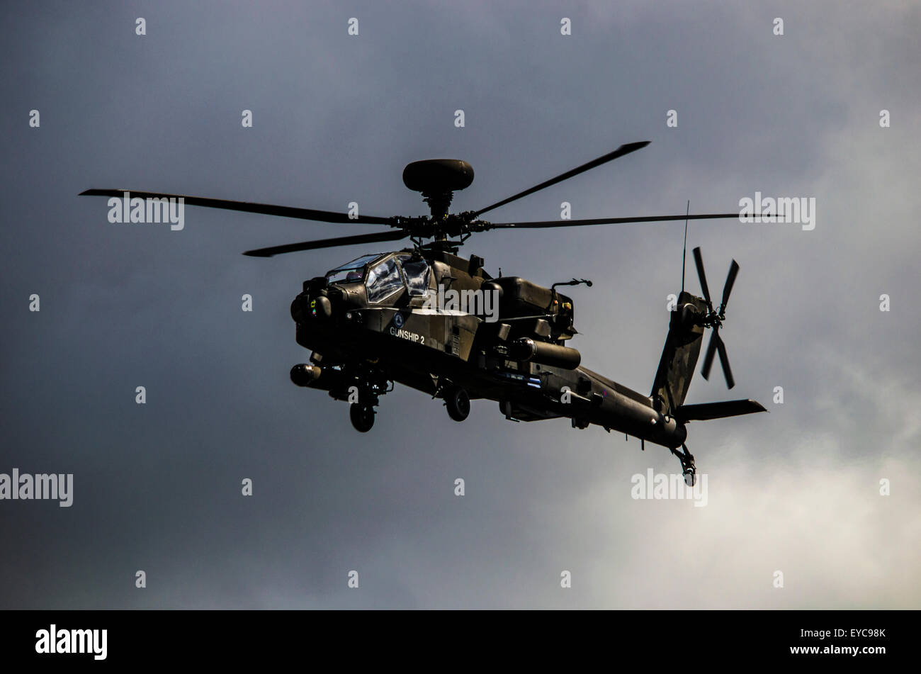 AH 64 Apache Kampfhubschrauber Helikopter genommen im Royal International Air Tattoo Stockfoto