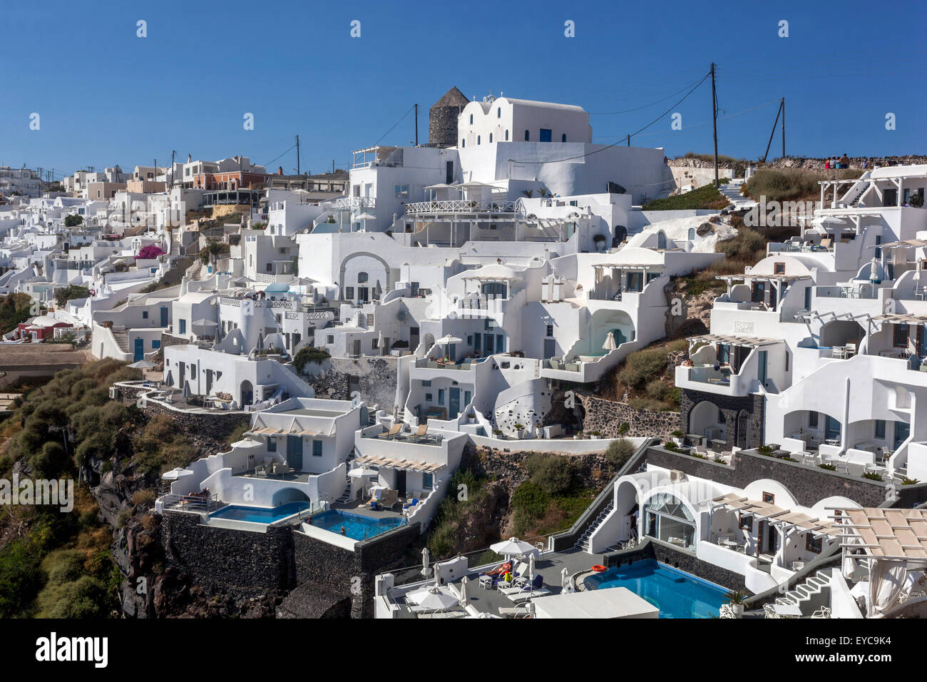 Firostefani, Santorin, Kykladen, griechische Inseln, Griechenland Stockfoto