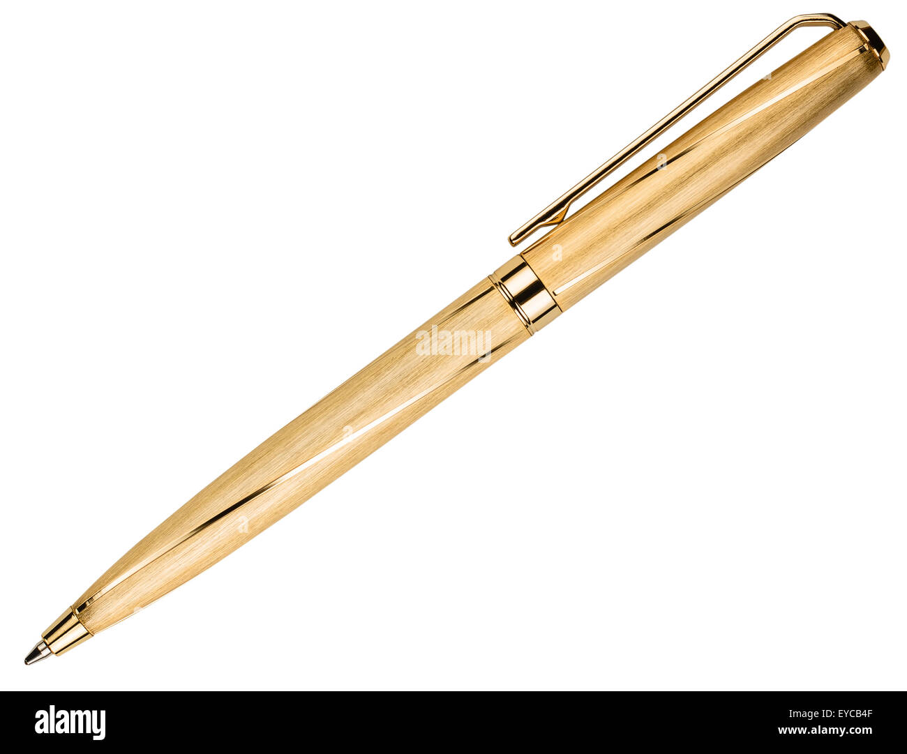 Gold Pen isoliert auf weißem Hintergrund Stockfoto