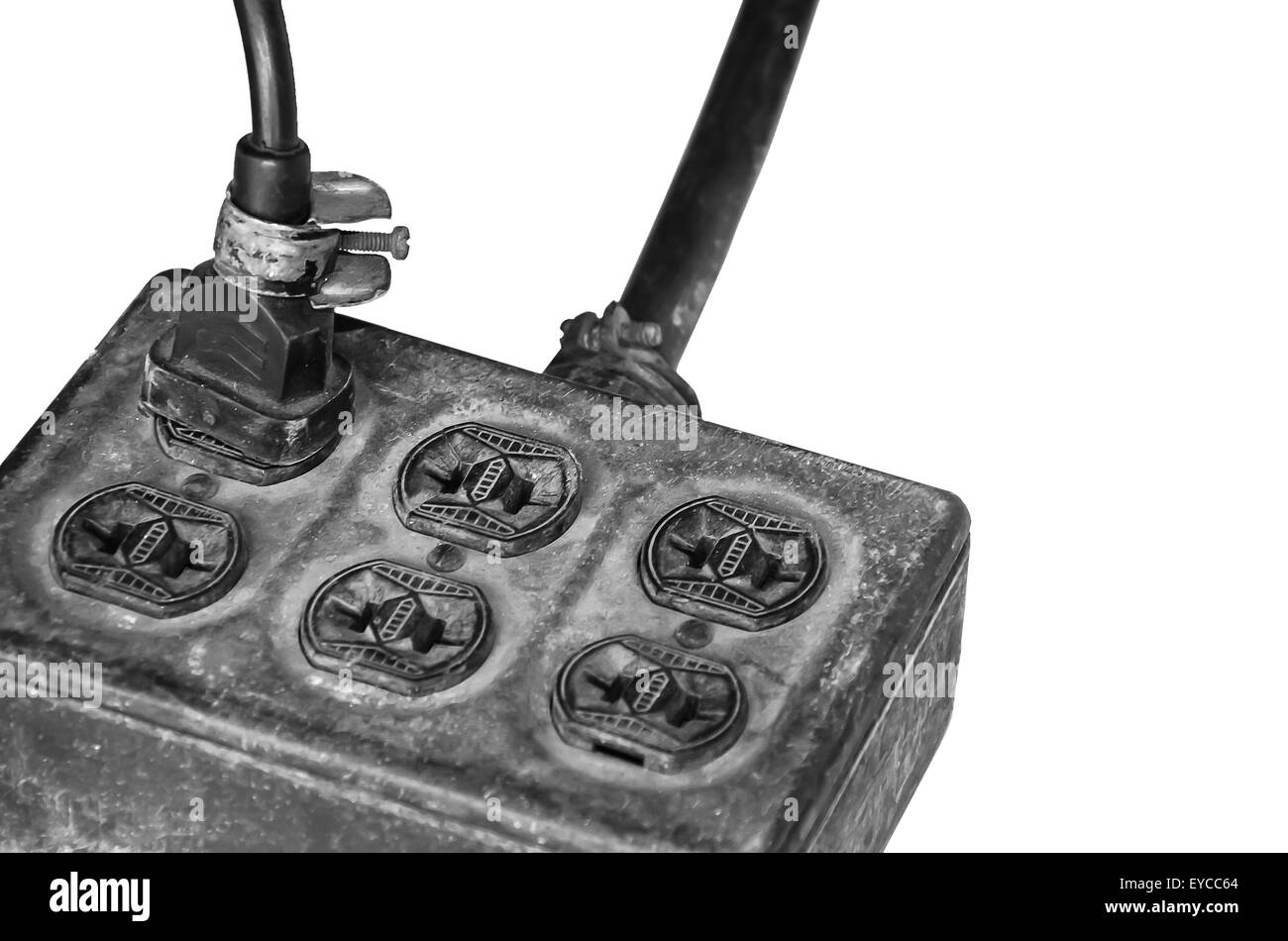 elektrischer Anschluss mit alten klassischen Outlet. Stockfoto