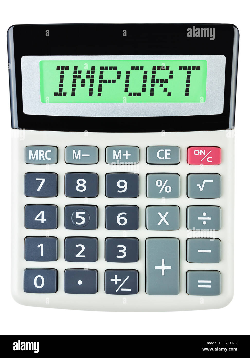 Taschenrechner mit Import Stockfoto
