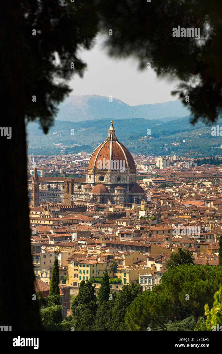 Kathedrale von Florenz schoss aus San Minato al Monte. Florenz, Italien. Stockfoto