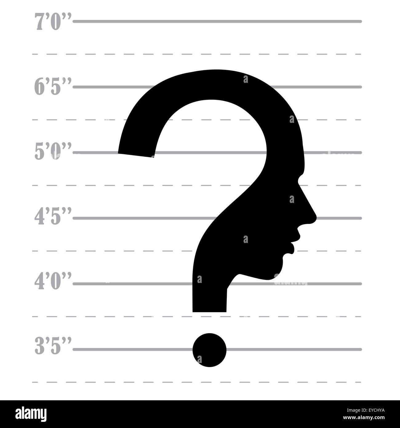 Mugshot Fragezeichen menschlichen Kopf Symbol, Vektor Stockfoto