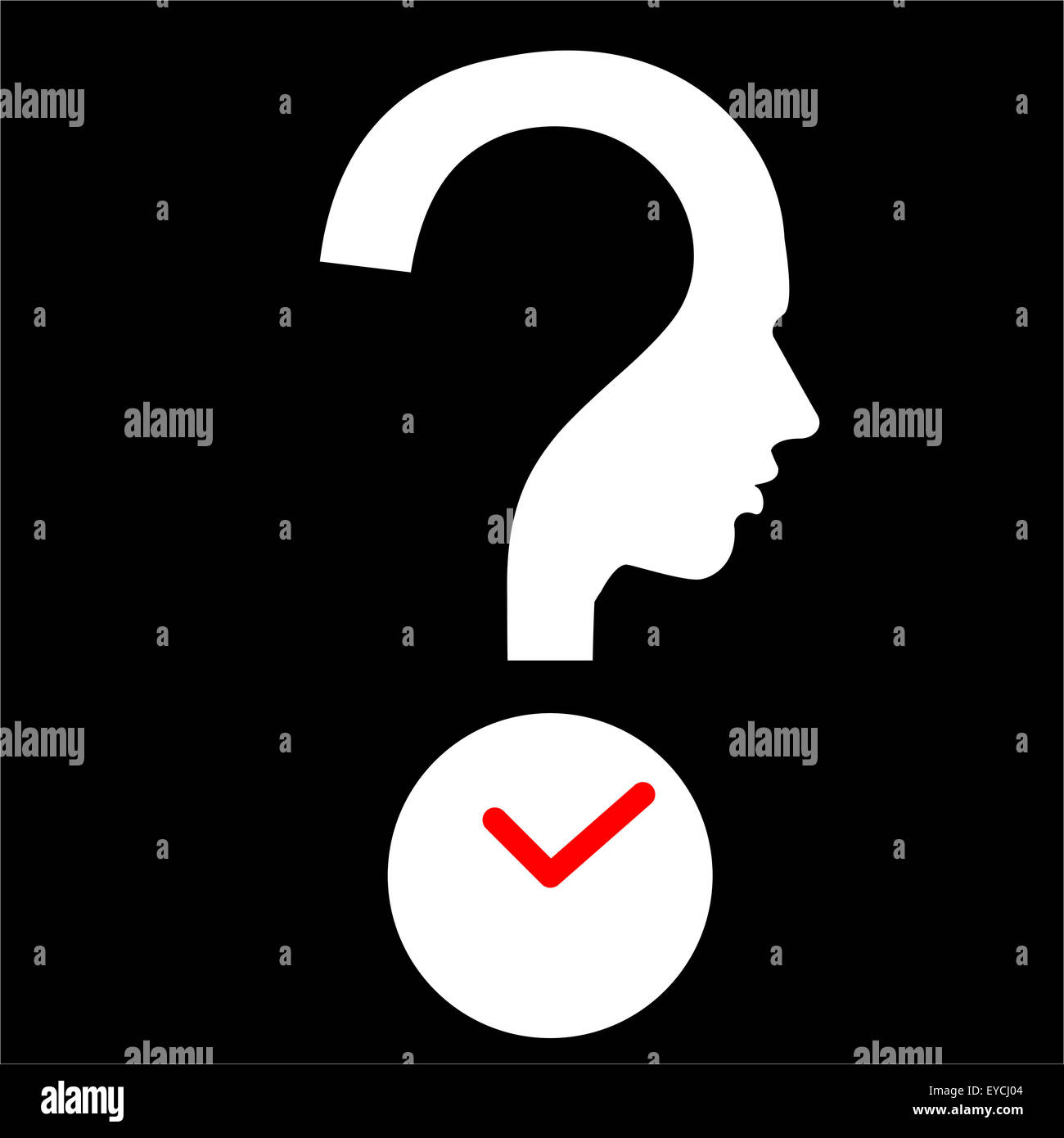 Fragezeichen Menschenkopf mit Timer - Frist Symbol, Vektor Stockfoto