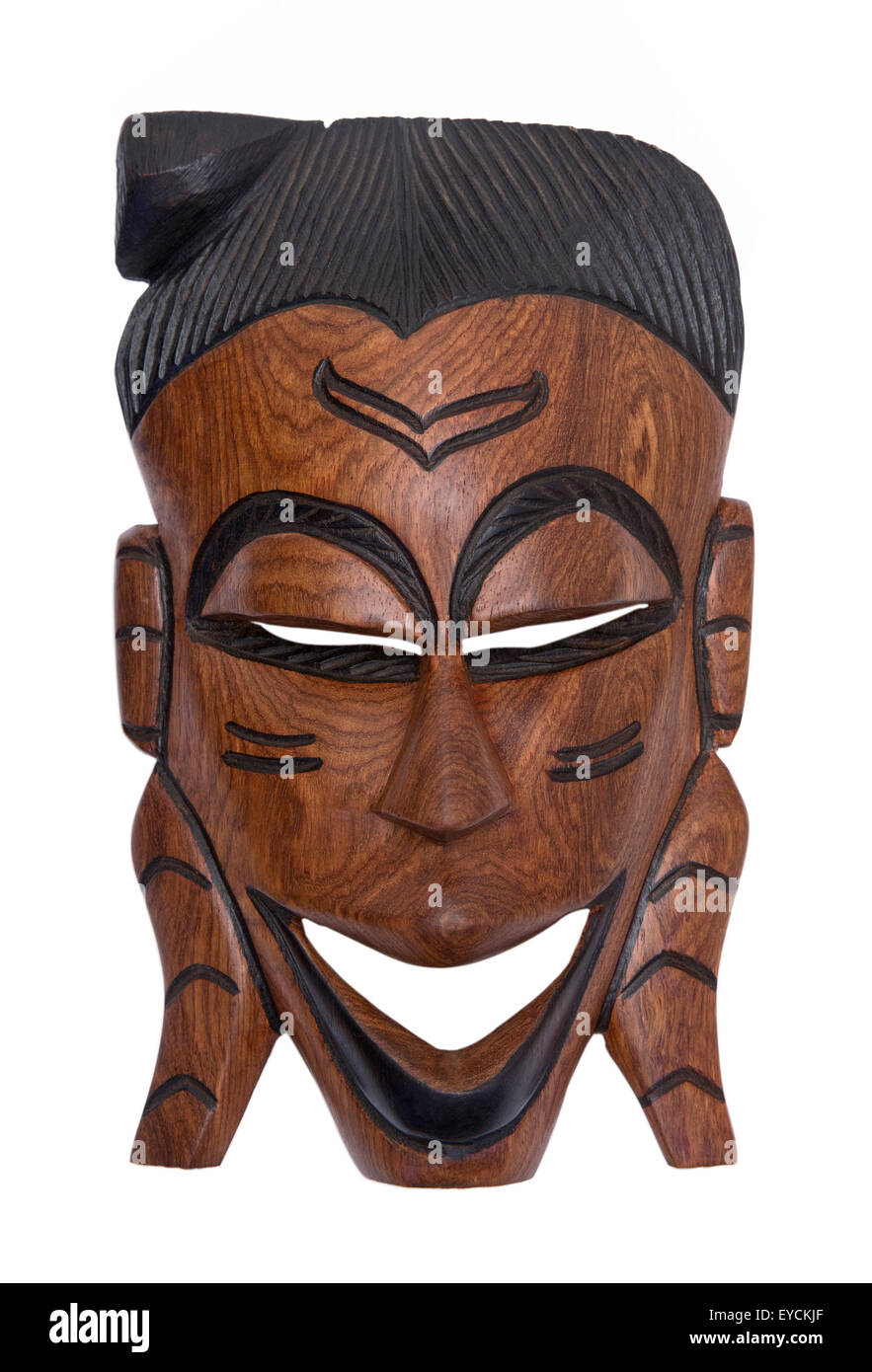 Afrikanische Maske isoliert auf weiss Stockfoto