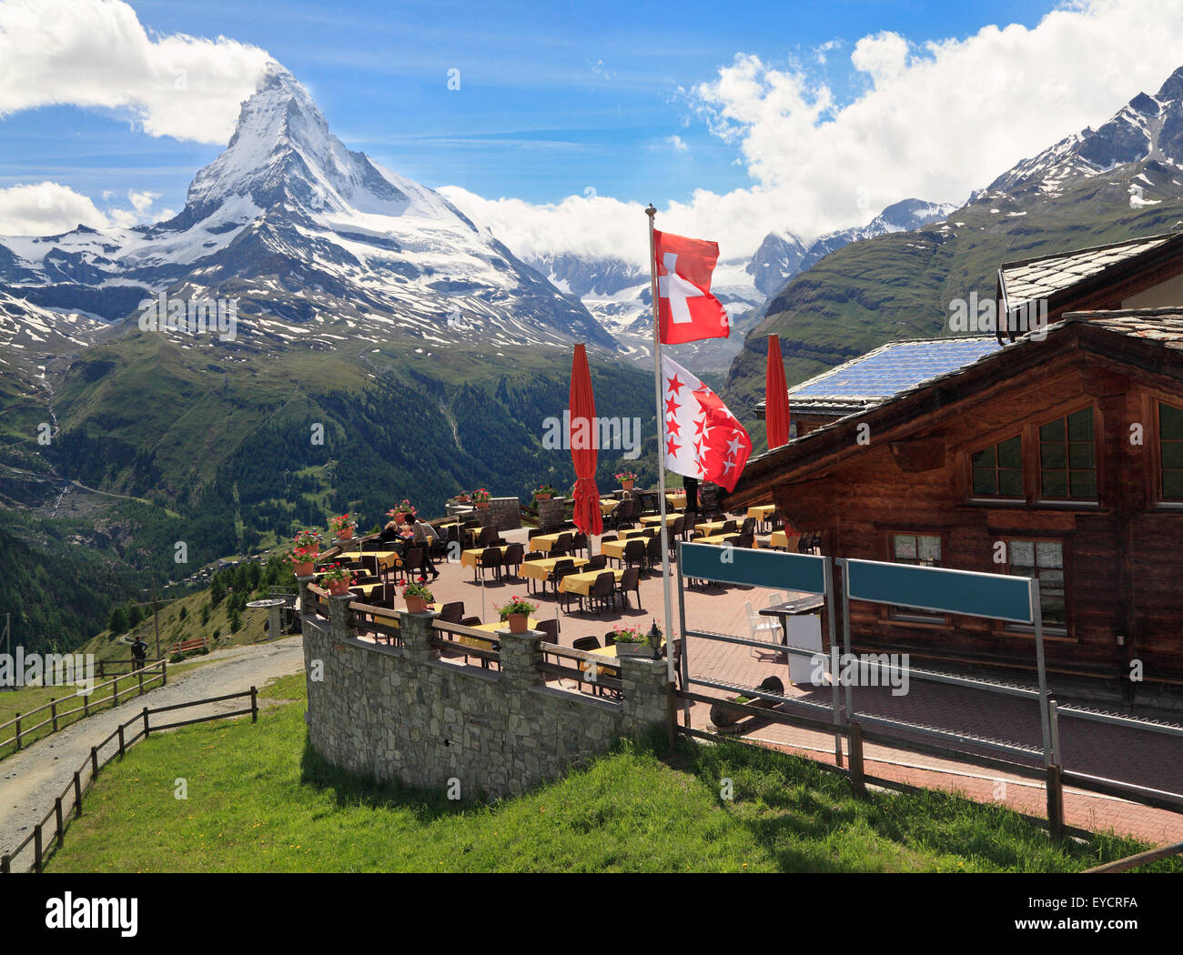 Matterhorn, Blick vom Sunegga Paradise, Schweiz Stockfoto