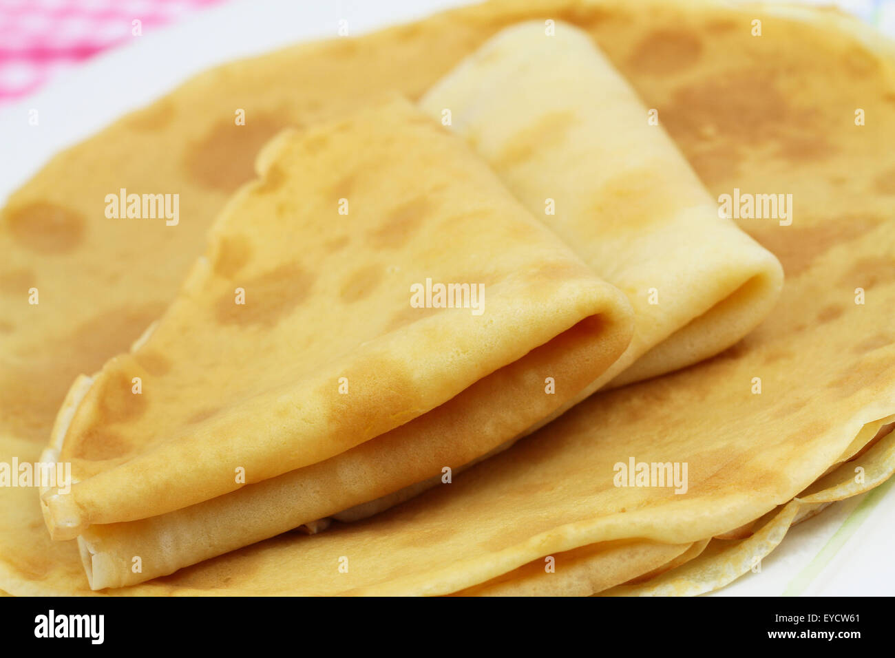 Einfache Pfannkuchen gefaltet, Nahaufnahme Stockfoto