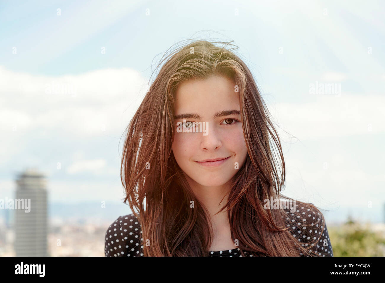 Porträt eines Mädchens in barcelona Stockfoto