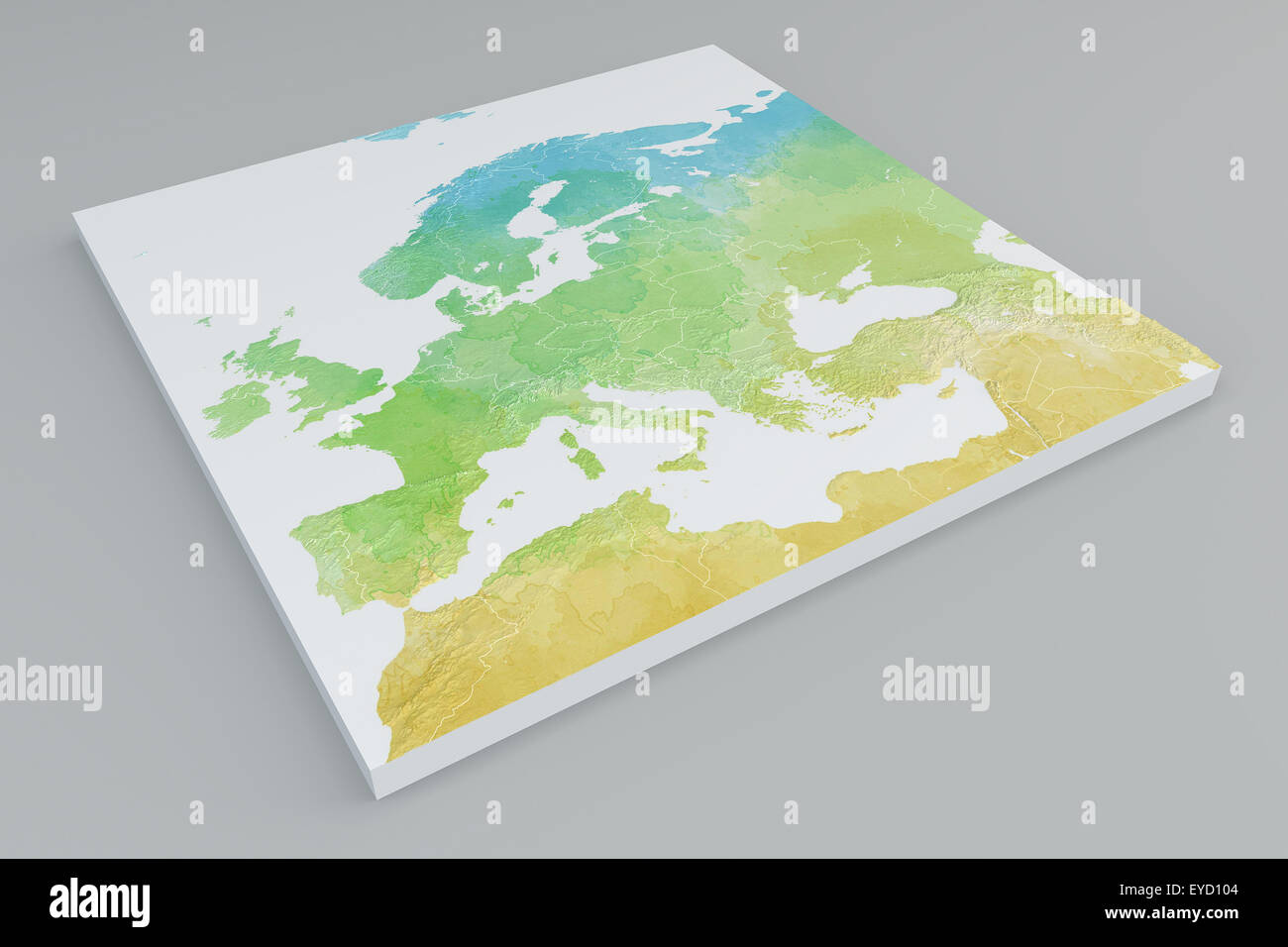 Illustration des flachen Weltkarte mit physischen Grenzen Stockfoto
