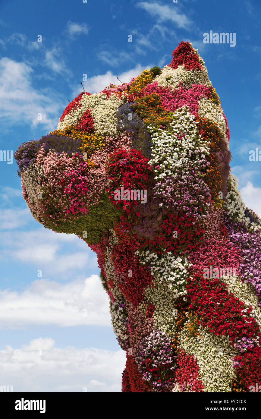 Welpen-Skulptur vor Guggenheim Bilbao, Spanien. Stockfoto
