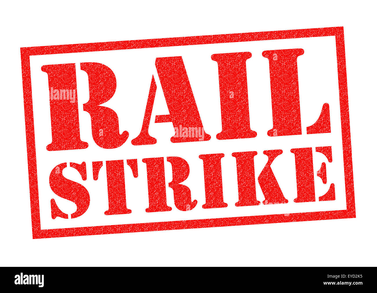 Bahn Streik roten Stempel auf einem weißen Hintergrund. Stockfoto