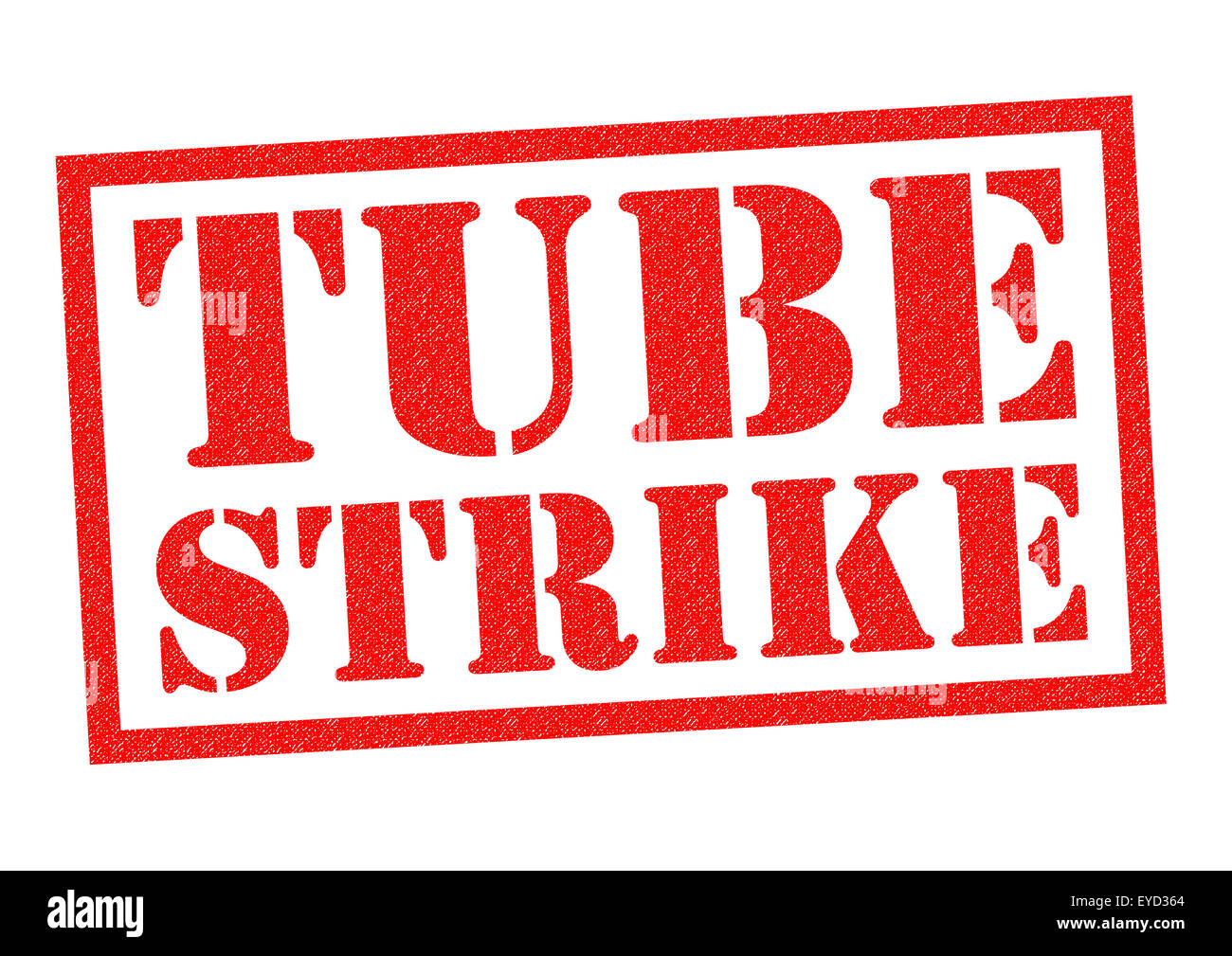 TUBE STRIKE roten Stempel auf einem weißen Hintergrund. Stockfoto