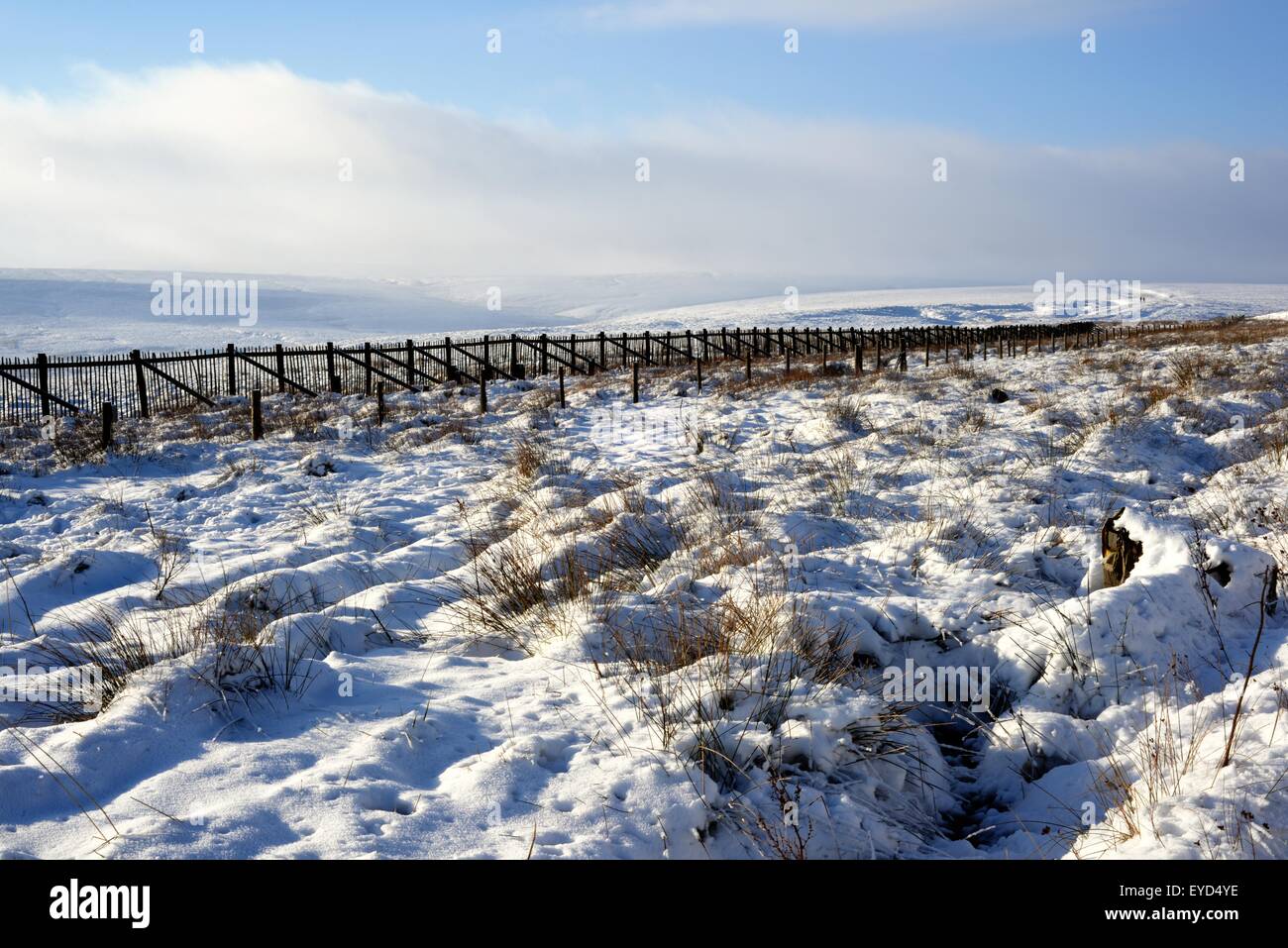 Eine verschneite Szene in den Pennine Hills, dem Rückpunkt des Nordens von England. Stockfoto