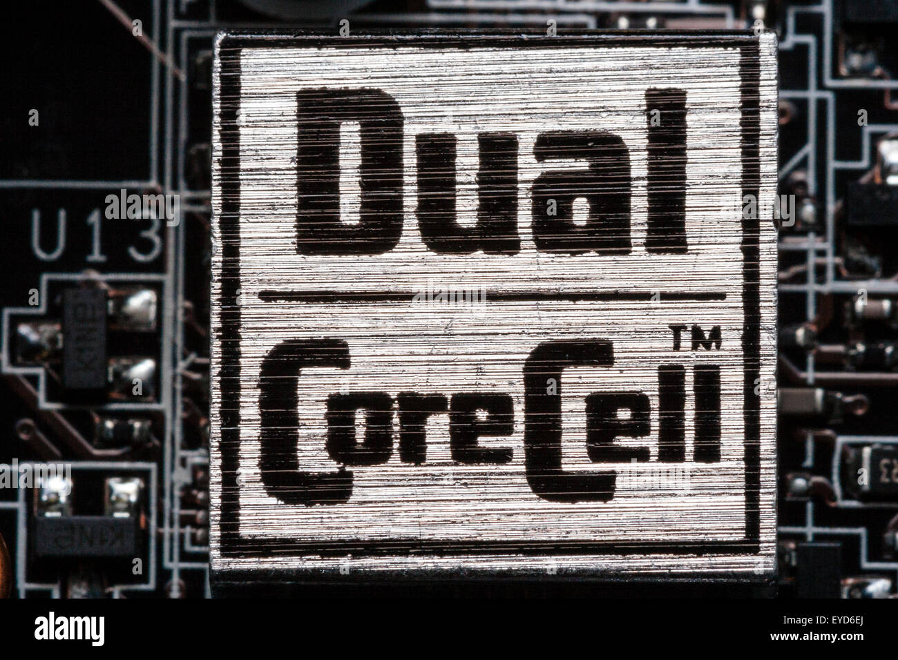 MSI Intel Computer Motherboard, "Dual-Core-Zelle" Logo an Bord Stockfoto