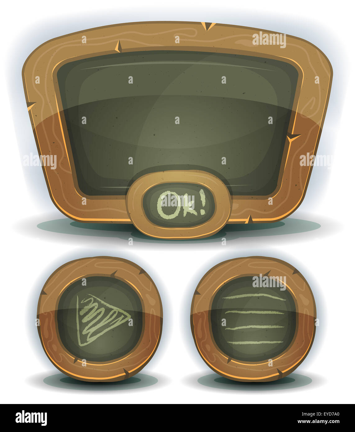 Abbildung einer Reihe von Design-Ausbildung Schultafel mit Tasten und Elemente der Benutzeroberfläche für Ui-Pädagogik-software Stockfoto