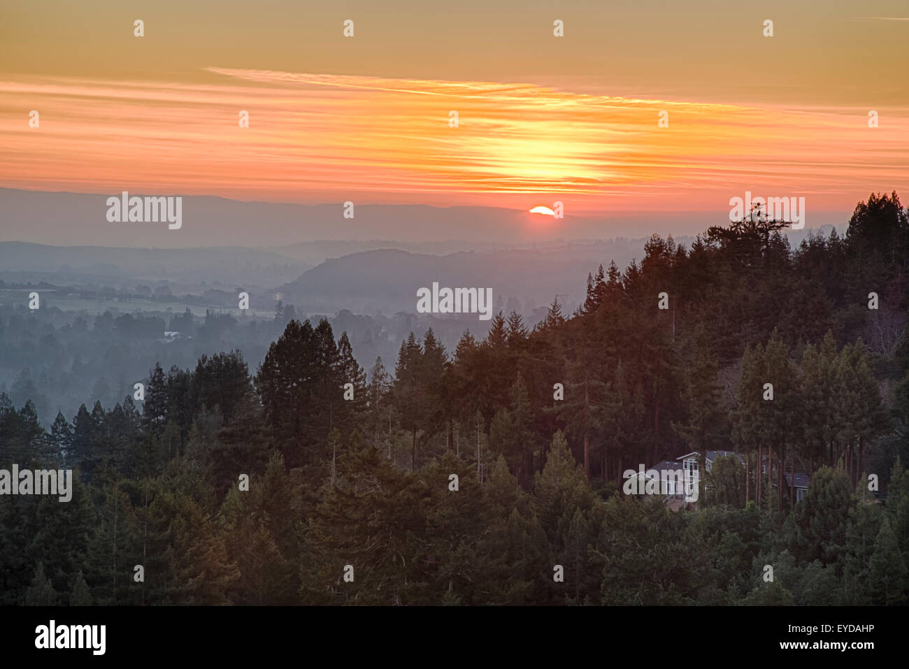 Nordkalifornien Landschaften, Sonnenuntergänge und Sonnenaufgänge Stockfoto
