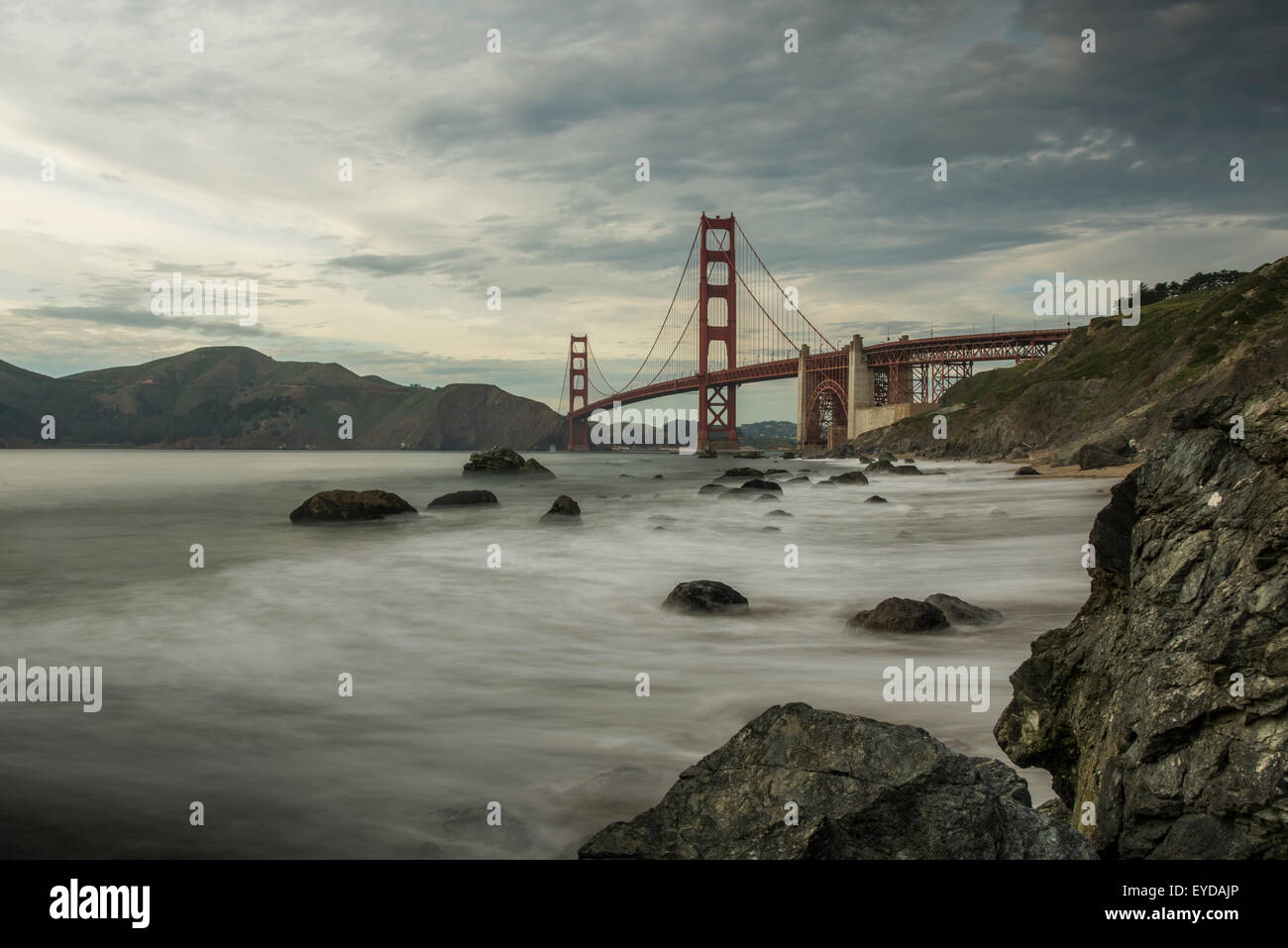 Ein Blick auf die Golden Gate Bridge von Marschalls Strand Stockfoto