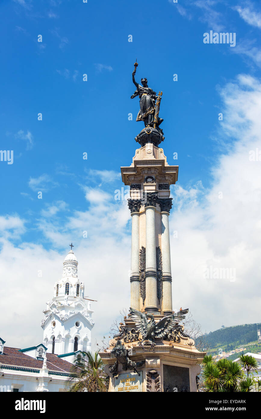 Senkrechten Blick auf die Plaza Grande in die koloniale Altstadt von Quito, Ecuador Stockfoto